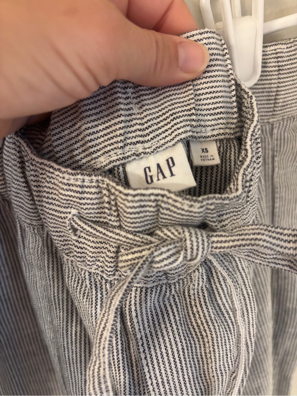 GAP Linen Blend Drawstring Pants XS Black White Stripe Lightweight PullOn Casual - Picture 5 of 11